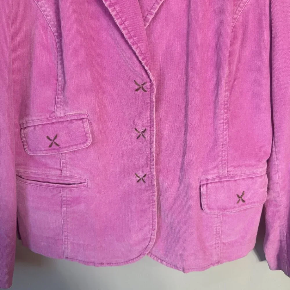 Vintage J. Jill Corduroy Blazer Jacket Women's Small Pink Classic Preppy Career - Picture 8 of 15